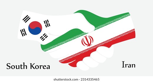 Design shake hands. Concept South Korea and Iran the borth country a good contact, business, travel, transport and technology.