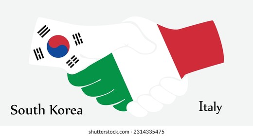 Design shake hands. Concept South Korea and Italy the borth country a good contact, business, travel, transport and technology.