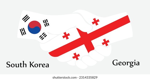 Design shake hands. Concept South Korea and Georgia the borth country a good contact, business, travel, transport and technology.