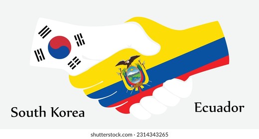 Design shake hands. Concept South Korea and Ecuador the borth country a good contact, business, travel, transport and technology.