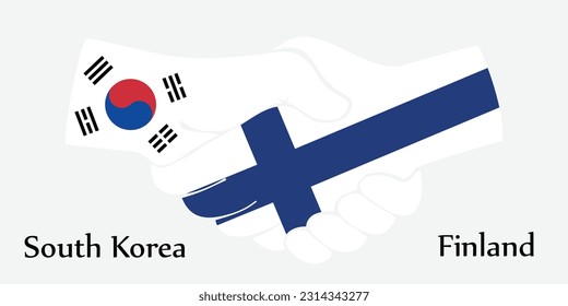 Design shake hands. Concept South Korea and Finland the borth country a good contact, business, travel, transport and technology.