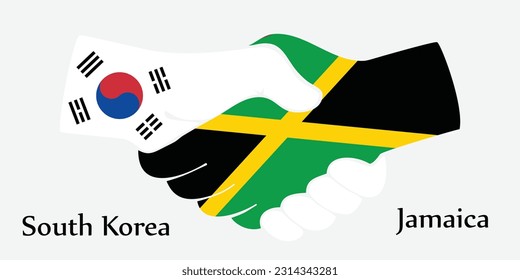 Design shake hands. Concept South Korea and Jamaica the borth country a good contact, business, travel, transport and technology.