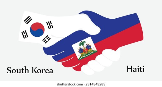 Design shake hands. Concept South Korea and Haiti the borth country a good contact, business, travel, transport and technology.