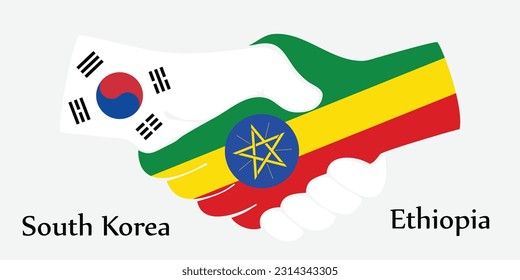 Design shake hands. Concept South Korea and Ethiopia the borth country a good contact, business, travel, transport and technology.