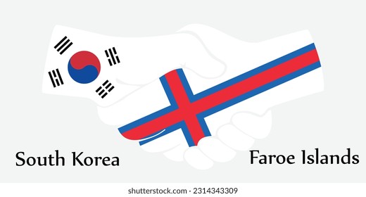 Design shake hands. Concept South Korea and Faroe Islands the borth country a good contact, business, travel, transport and technology.