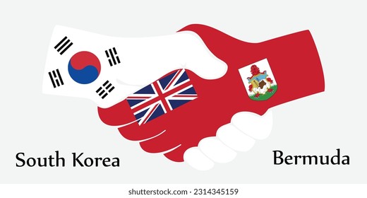 Design shake hands. Concept South Korea and Bermuda the borth country a good contact, business, travel, transport and technology.