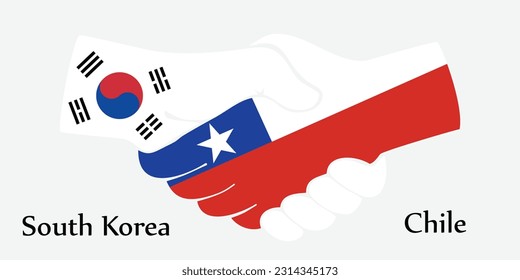 Design shake hands. Concept South Korea and Chile the borth country a good contact, business, travel, transport and technology.