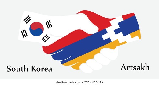 Design shake hands. Concept South Korea and Artsakh the borth country a good contact, business, travel, transport and technology.