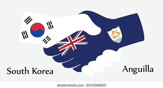 Design shake hands. Concept South Korea and Anguilla the borth country a good contact, business, travel, transport and technology.