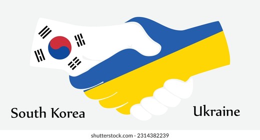 Design shake hands. Concept South Korea and Ukraine the borth country a good contact, business, travel, transport and technology.