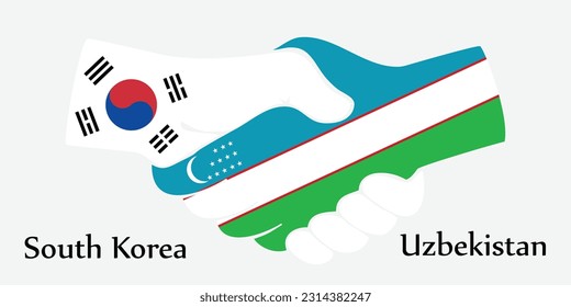 Design shake hands. Concept South Korea and Uzbekistan the borth country a good contact, business, travel, transport and technology.