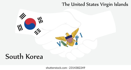 Design shake hands. Concept South Korea and the United States Virgin Islands the borth country a good contact, business, travel, transport and technology.