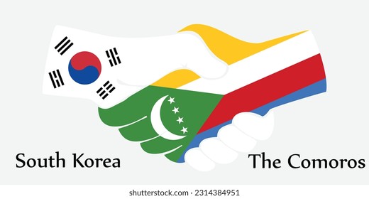 Design shake hands. Concept South Korea and The Comoros the borth country a good contact, business, travel, transport and technology.