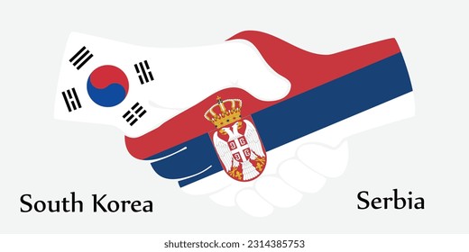 Design shake hands. Concept South Korea and Serbia the borth country a good contact, business, travel, transport and technology.