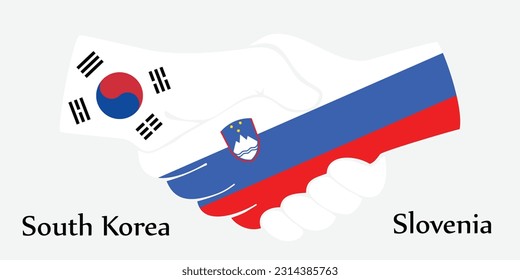 Design shake hands. Concept South Korea and Slovenia the borth country a good contact, business, travel, transport and technology.