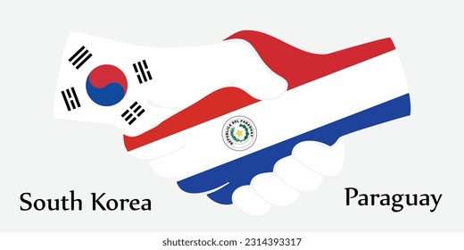 Design shake hands. Concept South Korea and Paraguay the borth country a good contact, business, travel, transport and technology.