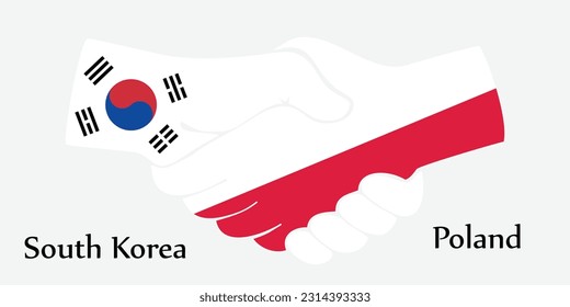 Design shake hands. Concept South Korea and Poland the borth country a good contact, business, travel, transport and technology.