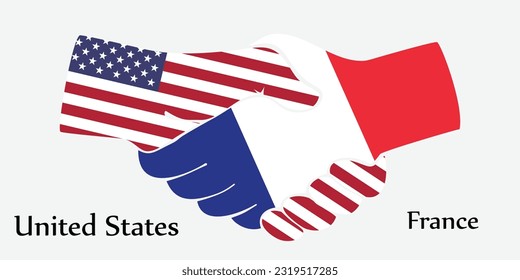 Design shake hands. Concept United States and France the borth country a good contact, business, travel, transport and technology.