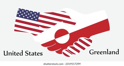 Design shake hands. Concept United States and Greenland the borth country a good contact, business, travel, transport and technology.