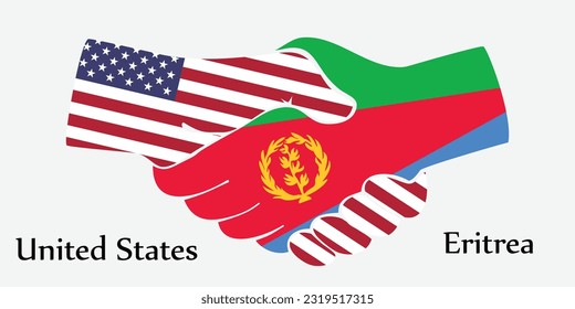Design shake hands. Concept United States and Eritrea the borth country a good contact, business, travel, transport and technology.