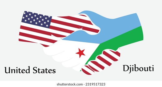 Design shake hands. Concept United States and Djibouti the borth country a good contact, business, travel, transport and technology.
