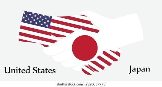 Design shake hands. Concept United States and Japan the borth country a good contact, business, travel, transport and technology.