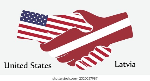 Design shake hands. Concept United States and Latvia the borth country a good contact, business, travel, transport and technology.