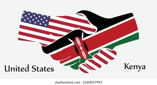 El diseño da la mano. Concepto Estados Unidos y Kenia el país del nacimiento como un buen contacto, negocios, viajes, transporte y tecnología.