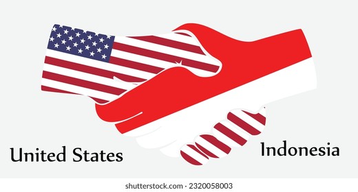 Design shake hands. Concept United States and Indonesia the borth country a good contact, business, travel, transport and technology.