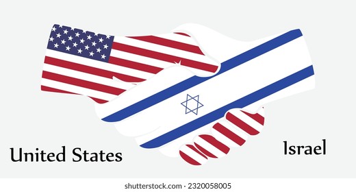 Design shake hands. Concept United States and Israel the borth country a good contact, business, travel, transport and technology.