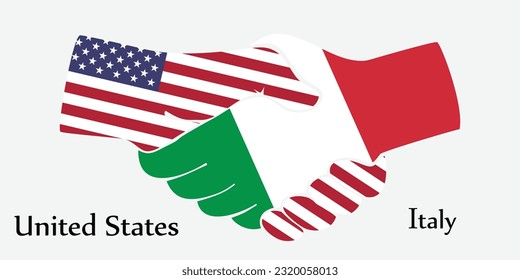 Design shake hands. Concept United States and Italy the borth country a good contact, business, travel, transport and technology.