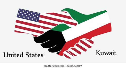 Design shake hands. Concept United States and Kuwait the borth country a good contact, business, travel, transport and technology.