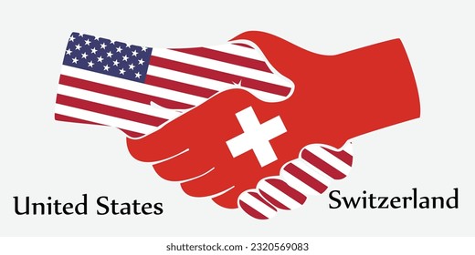 Design shake hands. Concept United States and Switzerland the borth country a good contact, business, travel, transport and technology.