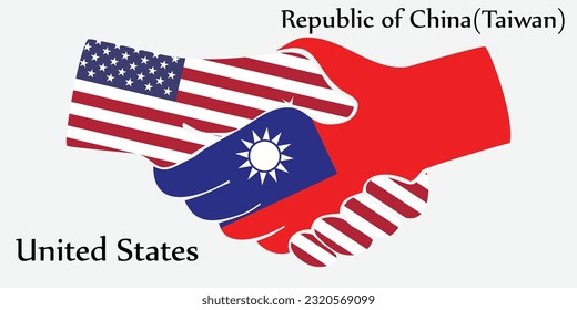 Design shake hands. Concept United States and Taiwan the borth country a good contact, business, travel, transport and technology.