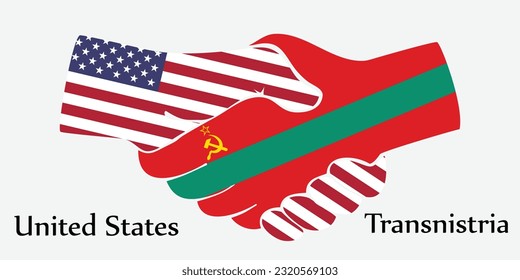 Design shake hands. Concept United States and Transnistria the borth country a good contact, business, travel, transport and technology.