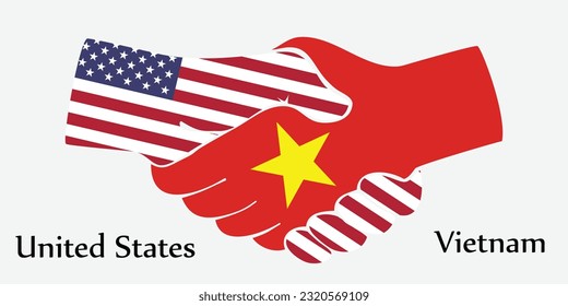 Design shake hands. Concept United States and Vietnam the borth country a good contact, business, travel, transport and technology.