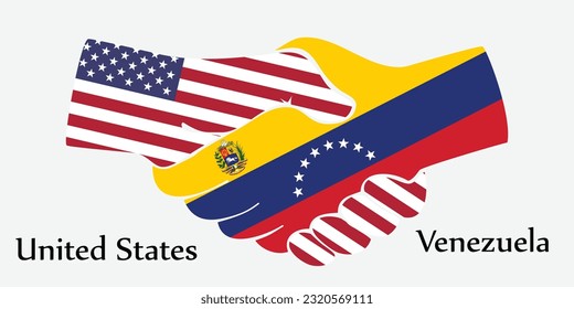 Design shake hands. Concept United States and Venezuela the borth country a good contact, business, travel, transport and technology.