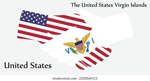 Design shake hands. Concept United States and the United States Virgin Islands the borth country a good contact, business, travel, transport and technology.