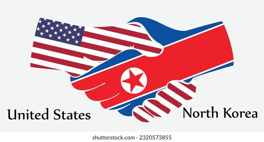 Design shake hands. Concept United States and North Korea the borth country a good contact, business, travel, transport and technology.