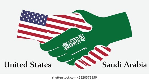 Design shake hands. Concept United States and Saudi Arabia the borth country a good contact, business, travel, transport and technology.