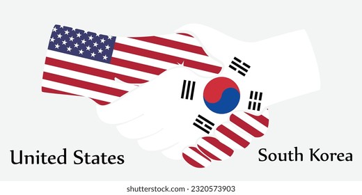 Design shake hands. Concept United States and South korea the borth country a good contact, business, travel, transport and technology.