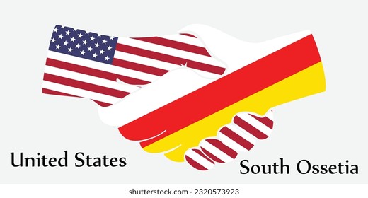 Design shake hands. Concept United States and South Ossetia the borth country a good contact, business, travel, transport and technology.