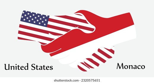 Design shake hands. Concept United States and Monaco the borth country a good contact, business, travel, transport and technology.