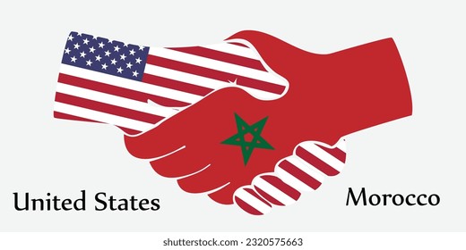 Design shake hands. Concept United States and Morocco the borth country a good contact, business, travel, transport and technology.