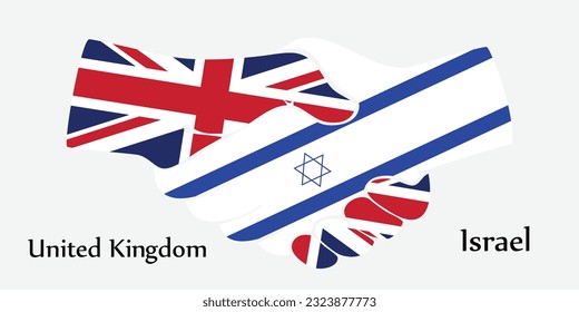 Design shake hands. Concept United Kingdom and Israel the borth country a good contact, business, travel, transport and technology.