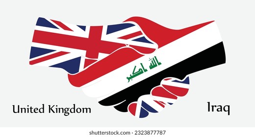 Design shake hands. Concept United Kingdom and Iraq the borth country a good contact, business, travel, transport and technology.