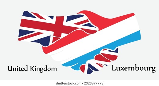 Design shake hands. Concept United Kingdom and Luxembourg the borth country a good contact, business, travel, transport and technology.