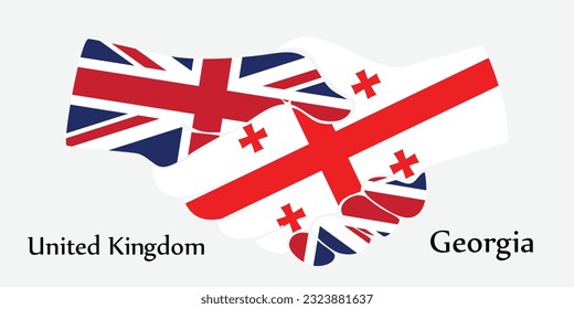Design shake hands. Concept United Kingdom and Georgia the borth country a good contact, business, travel, transport and technology.