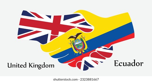 Design shake hands. Concept United Kingdom and Ecuador the borth country a good contact, business, travel, transport and technology.