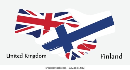 Design shake hands. Concept United Kingdom and Finland the borth country a good contact, business, travel, transport and technology.